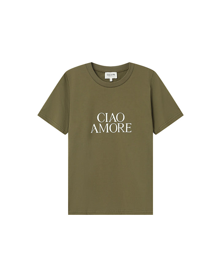 Printed t-shirt olive Soft