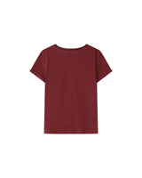 T-shirt col v en dentelle bordeaux Space