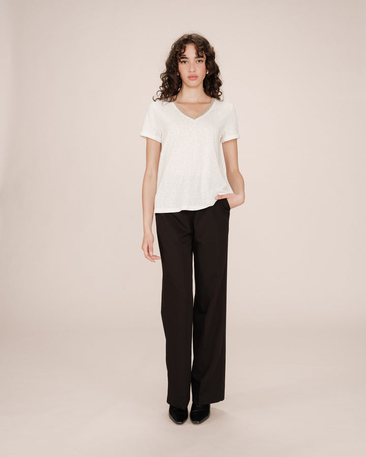 Lace v-neck t-shirt ivoire Space