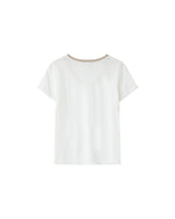 T-shirt col v en dentelle ivoire Space