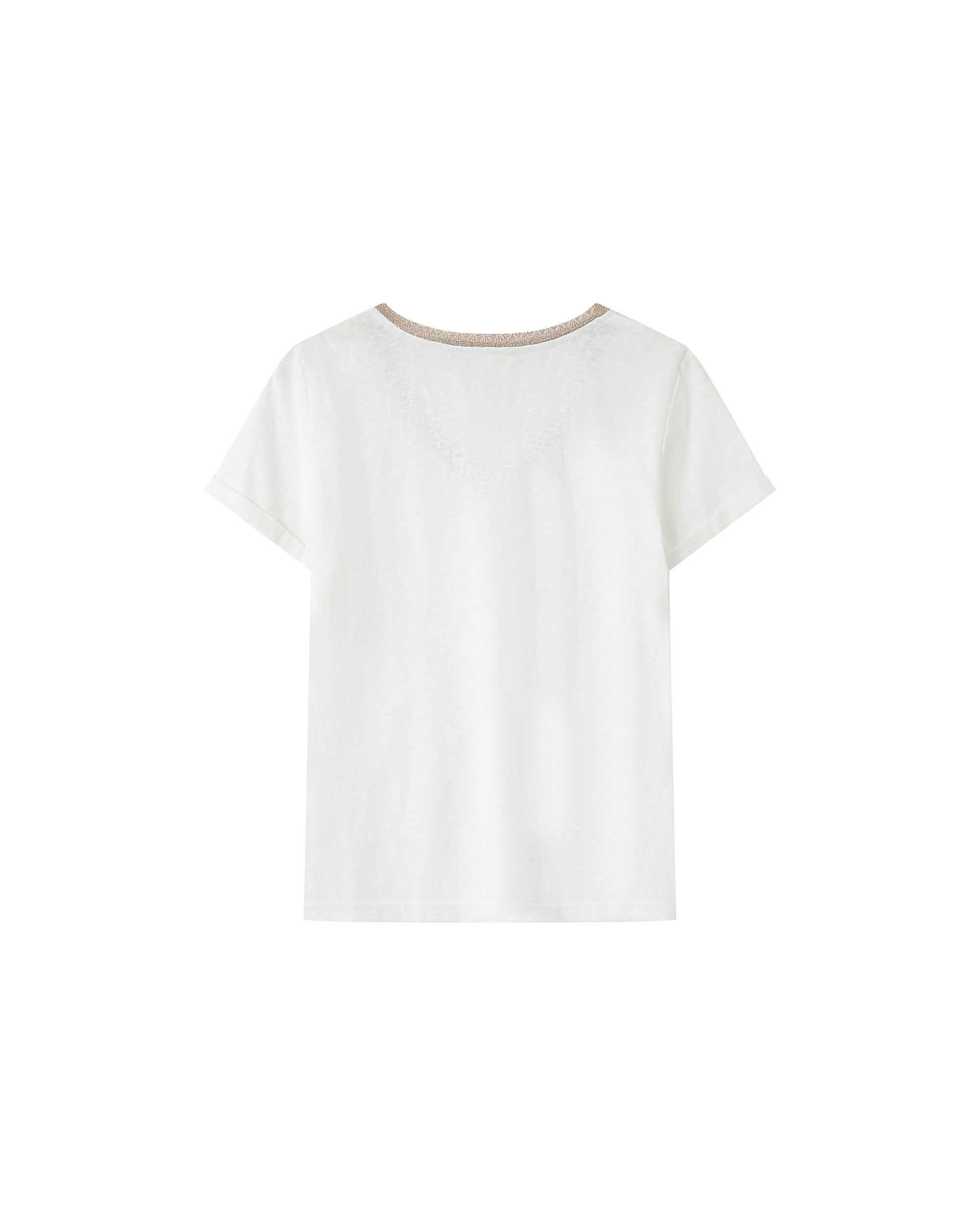 T-shirt col v en dentelle ivoire Space