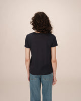 T-shirt col v en dentelle marine Space