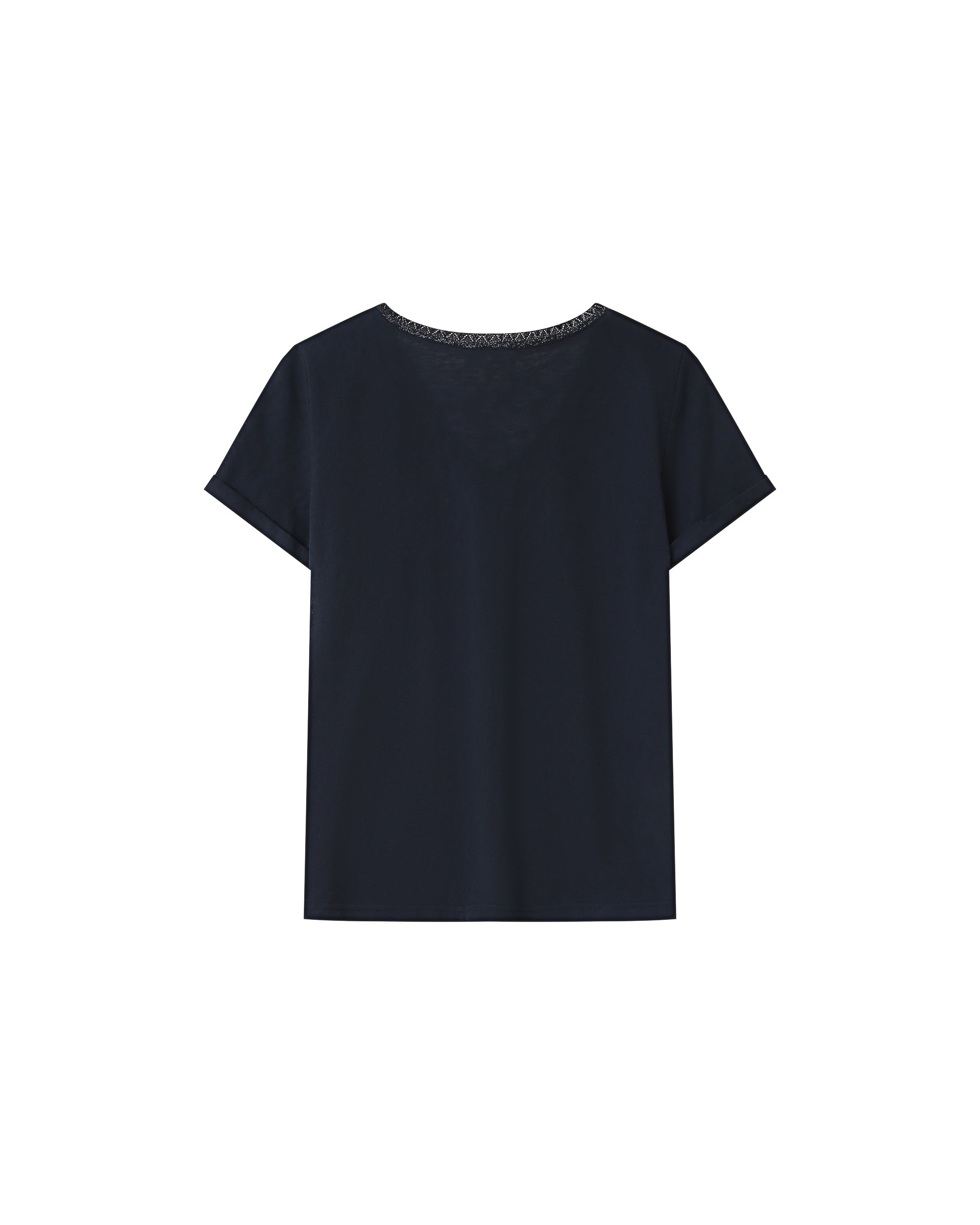 T-shirt col v en dentelle marine Space