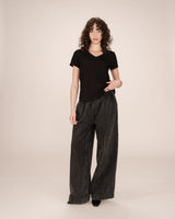 T-shirt col v en dentelle noir Space