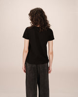 T-shirt col v en dentelle noir Space