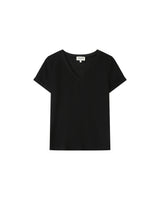 T-shirt col v en dentelle noir Space