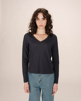 Lace v-neck t-shirt navy Selton