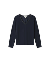 Lace v-neck t-shirt navy Selton