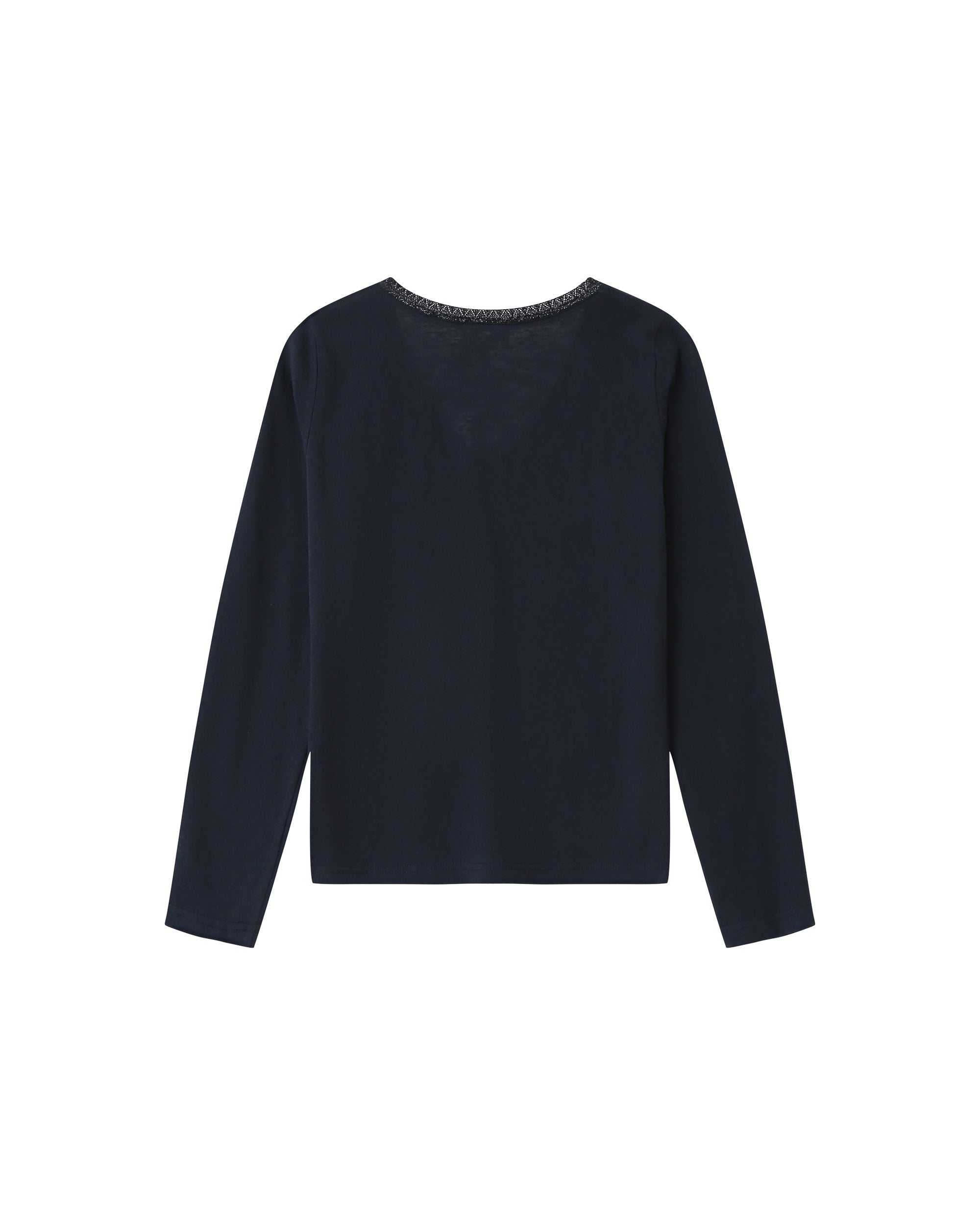 Lace v-neck t-shirt navy Selton