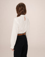 Blouse à volants ivoire Seduisante