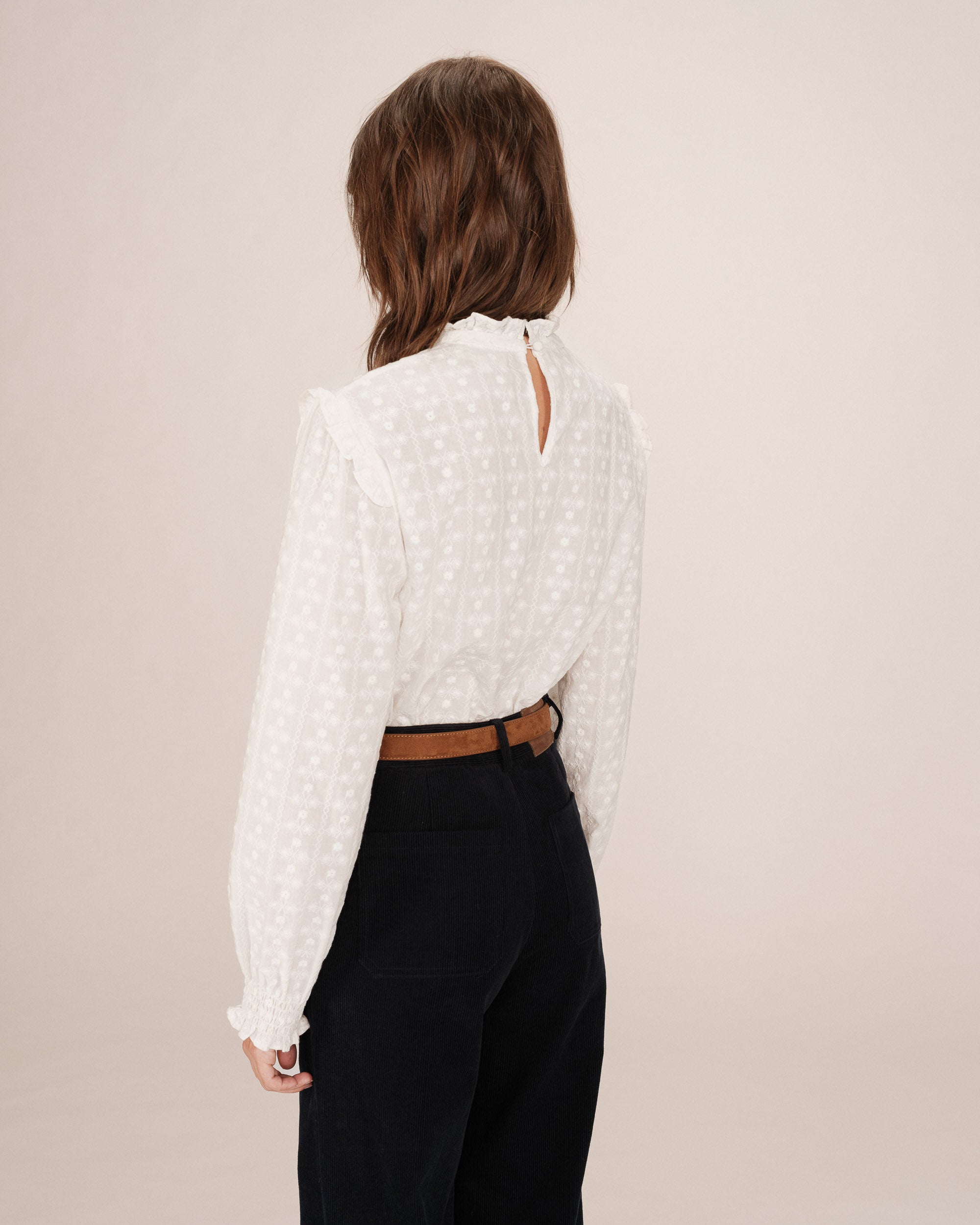 Blouse à volants ivoire Seduisante