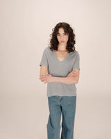 Lurex v-neck t-shirt gray Stardust