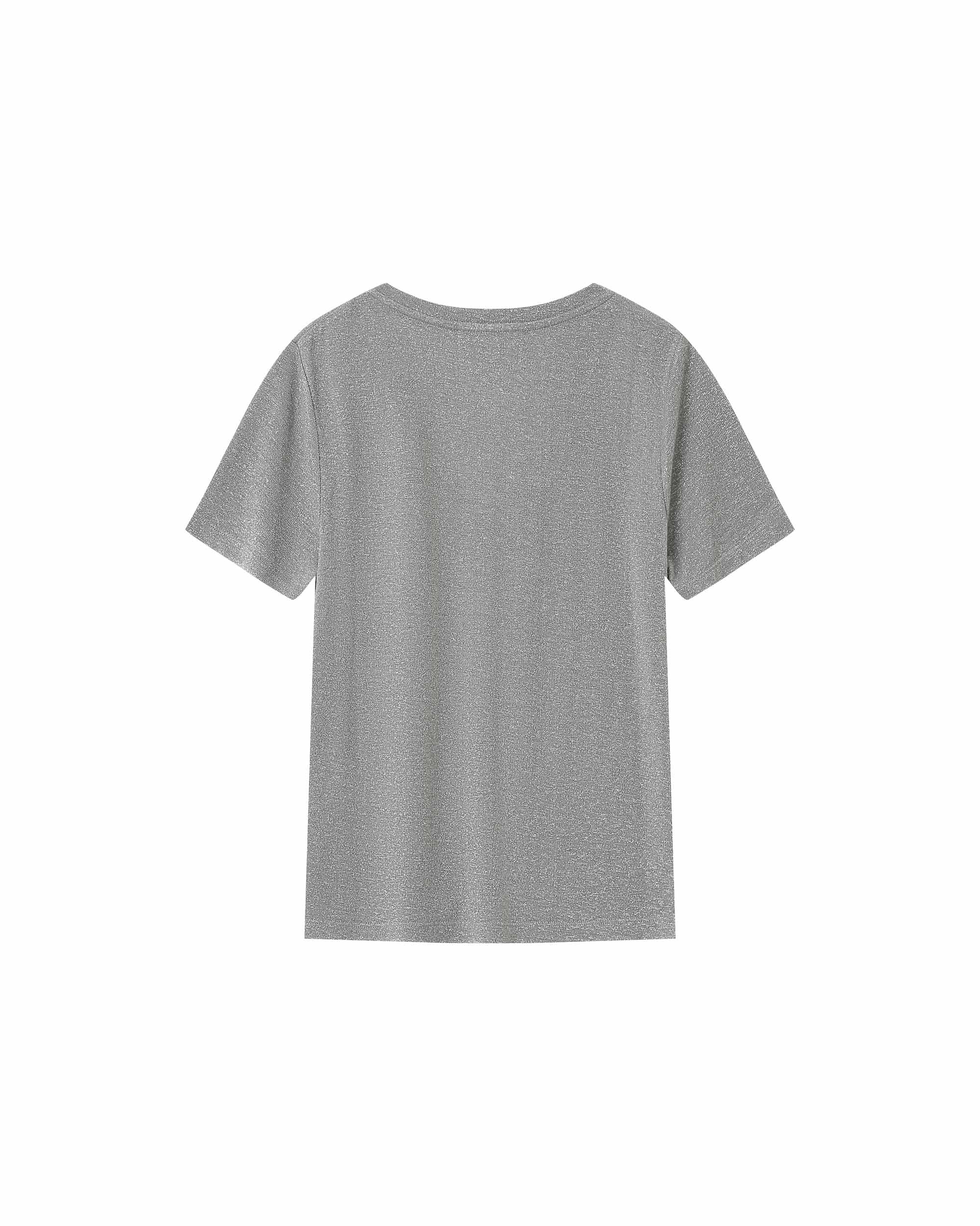 Lurex v-neck t-shirt gray Stardust