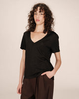 Lurex v-neck t-shirt black Stardust