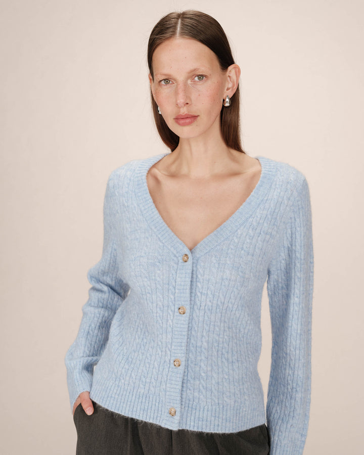 Cardigan tricote bleuet Samso
