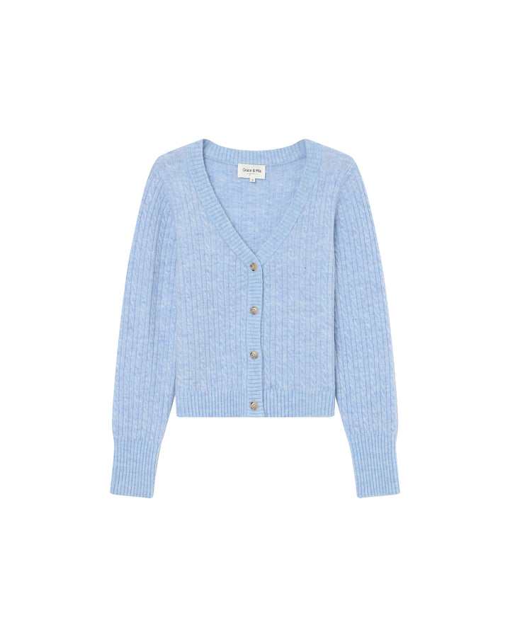 Cardigan tricote bleuet Samso
