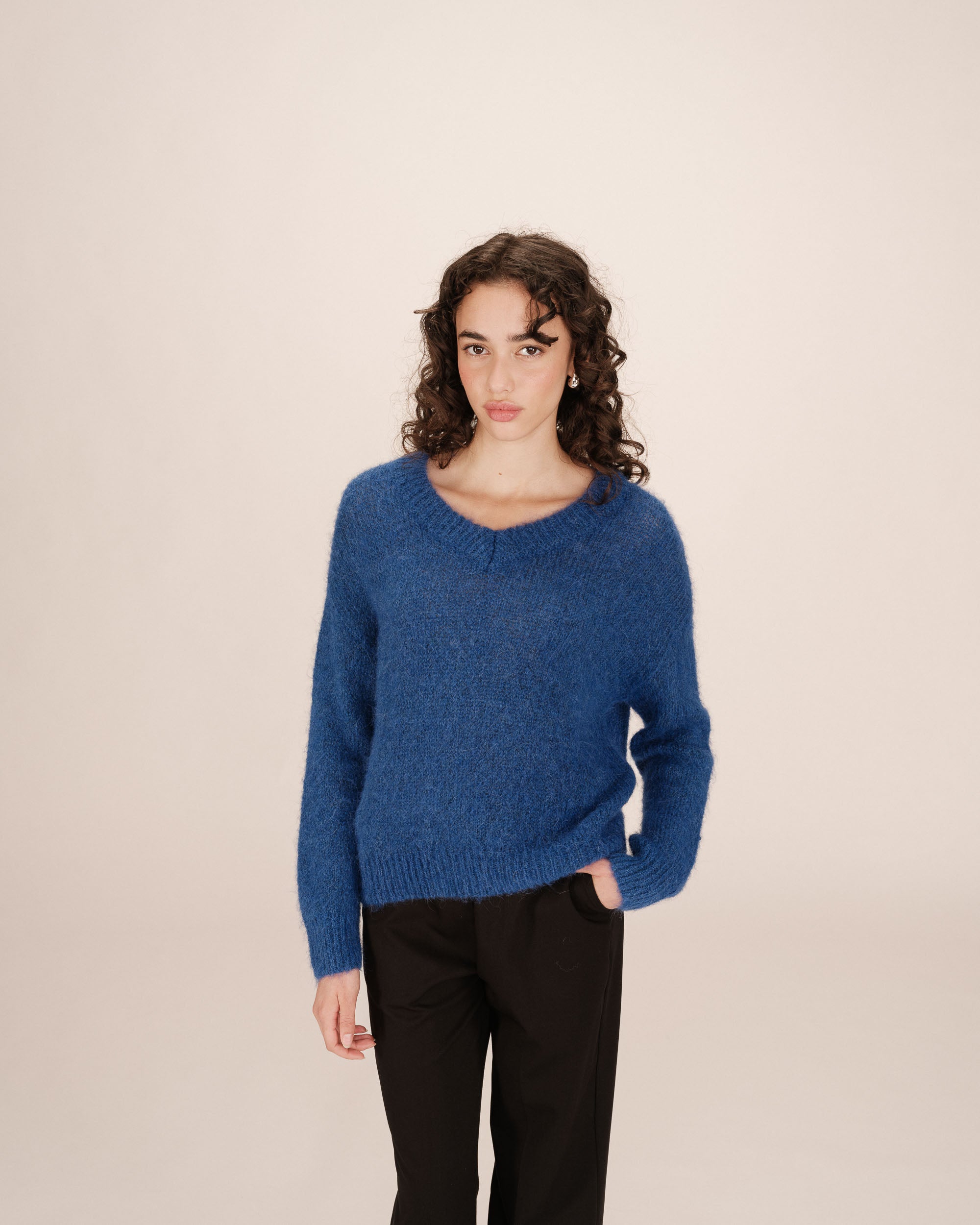 Alpaca wool sweater cobalt blue Sabado