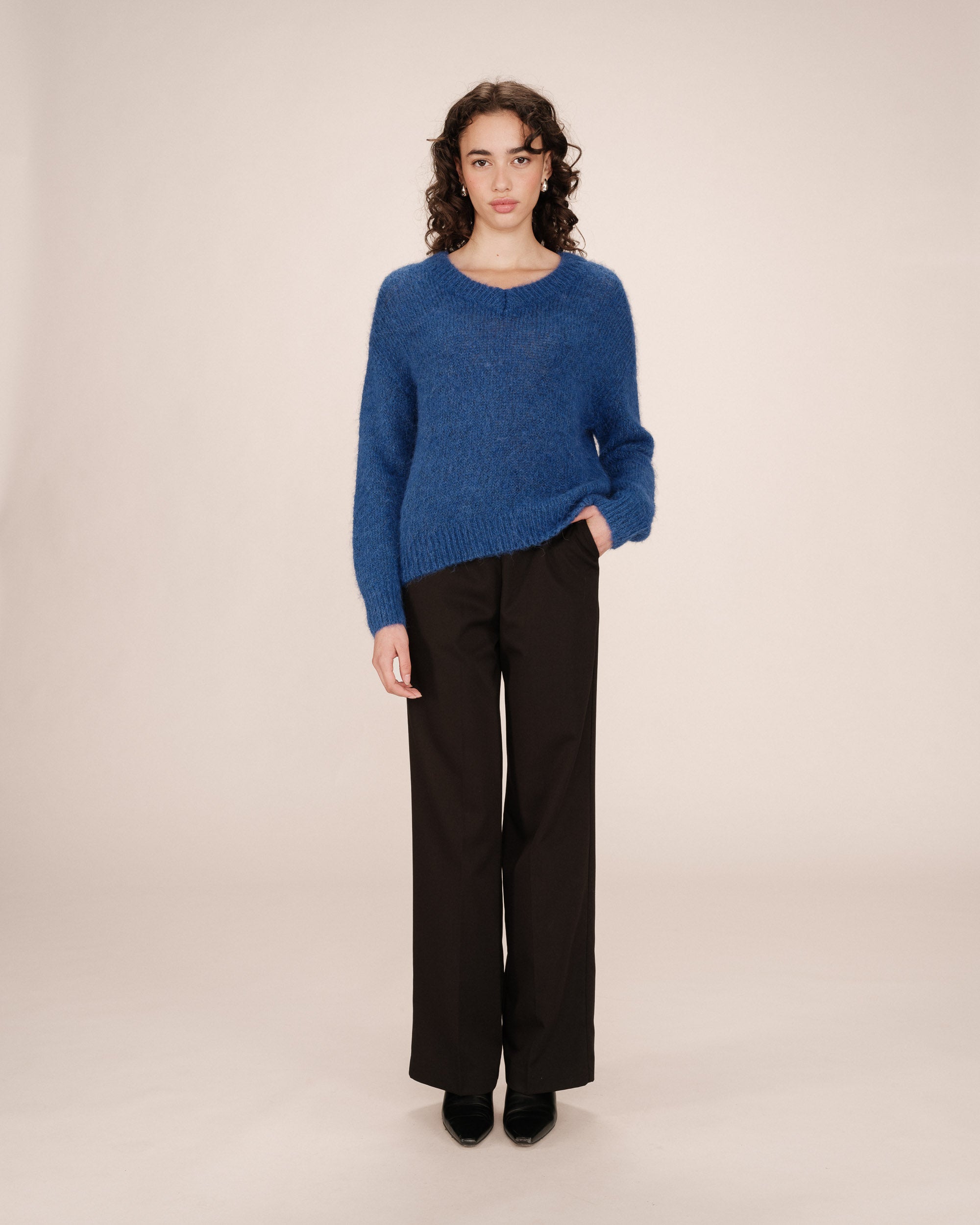 Alpaca wool sweater cobalt blue Sabado