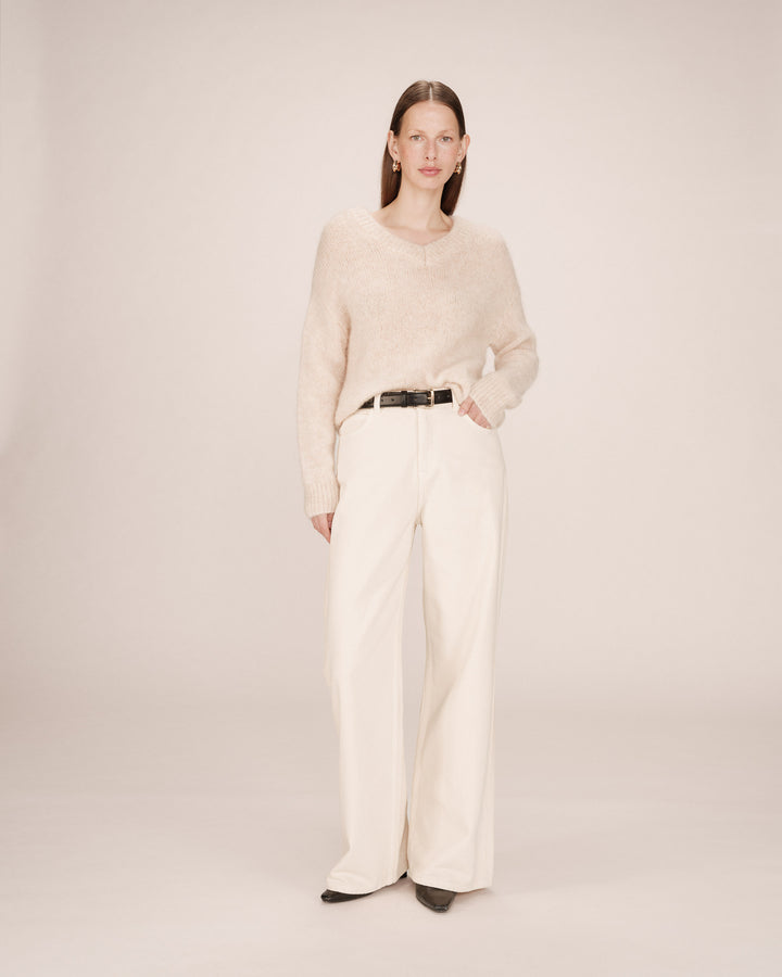 Pull laine d'alpaga vanille Sabado