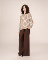Wool patterned sweater greige Salinger