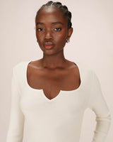 Split neck sweater ecru Salem