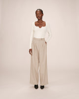 Split neck sweater ecru Salem