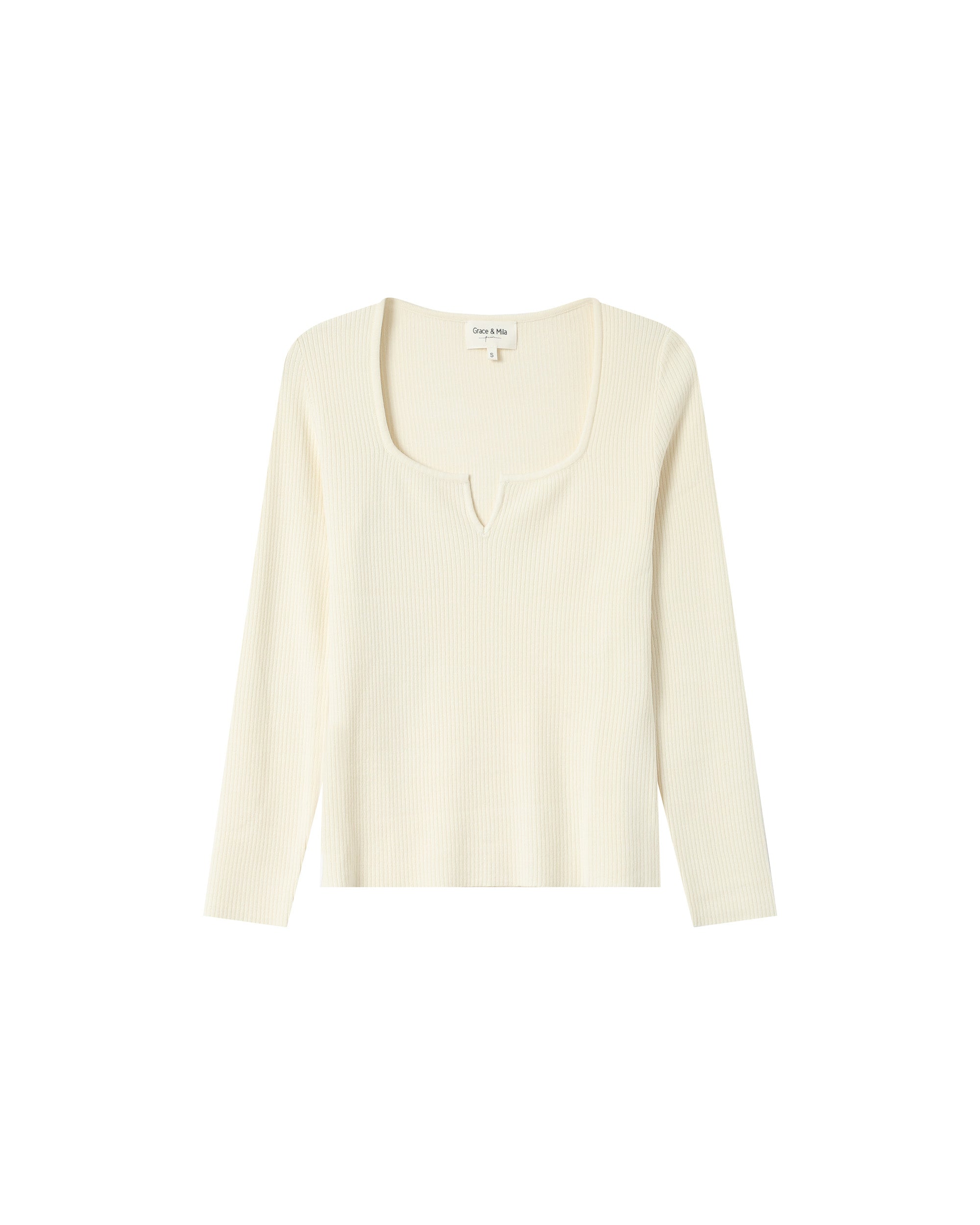 Split neck sweater ecru Salem