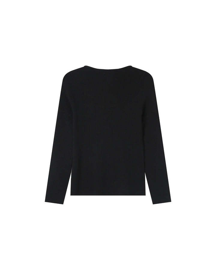 Split neck sweater noir Salem