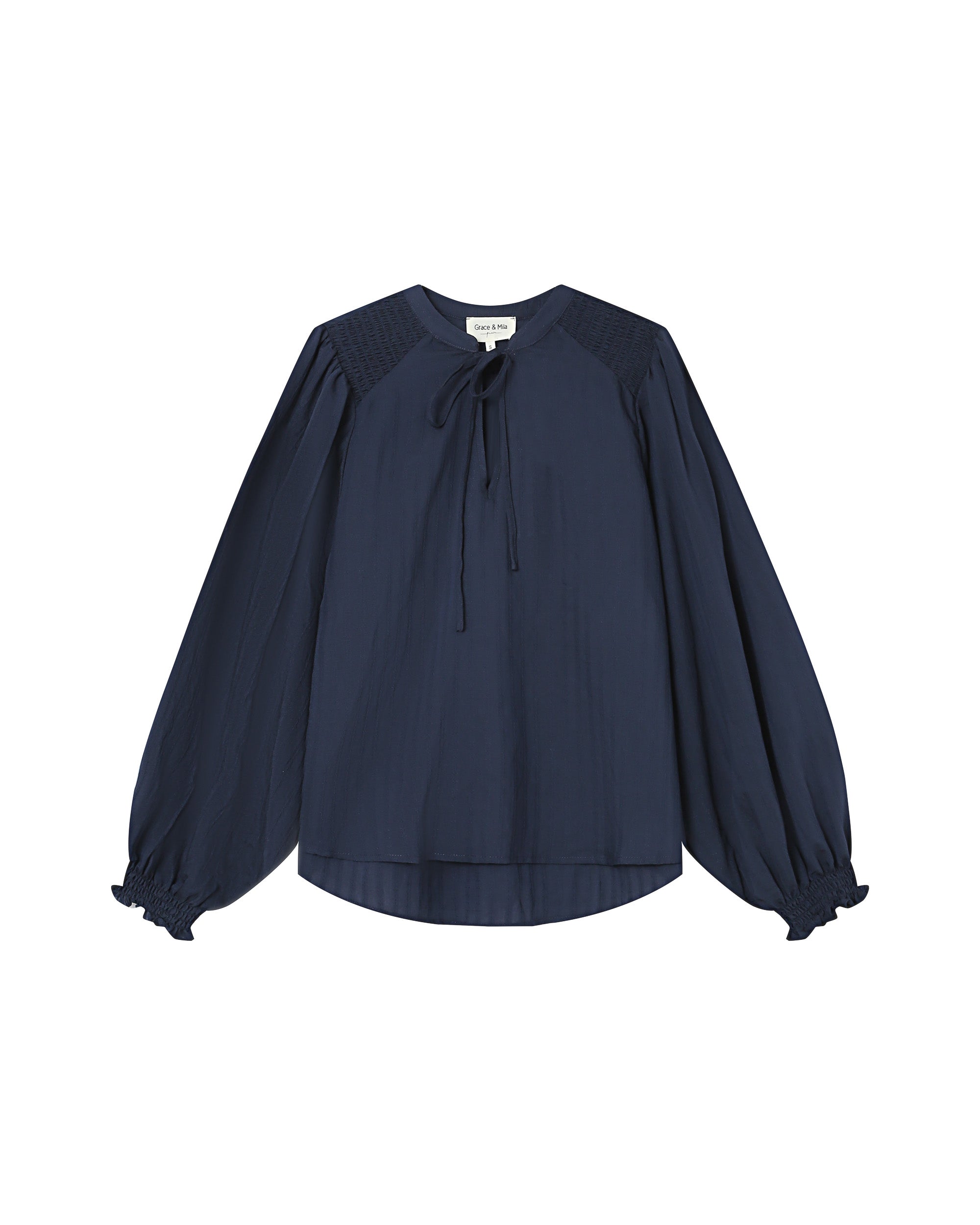 Tie-neck blouse navy Serinda