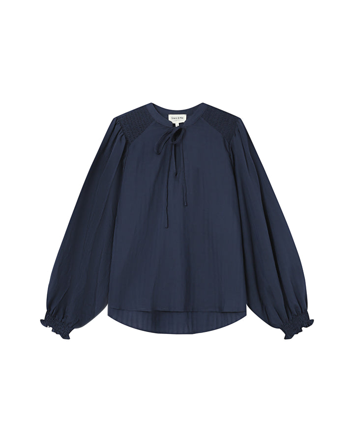 Tie-neck blouse marine Serinda