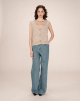 Sleeveless cardigan beige Santa