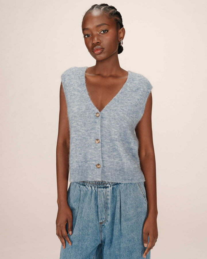 Cardigan sans manches bleuet Santa