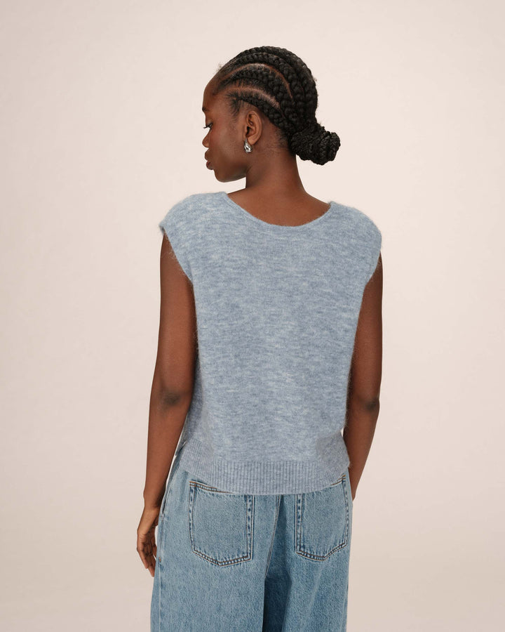 Cardigan sans manches bleuet Santa