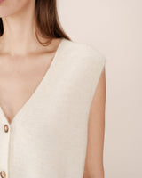 Sleeveless cardigan ivoire Santa