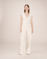 Sleeveless cardigan ivoire Santa