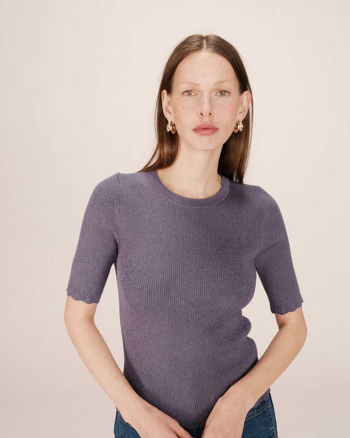 Lurex sweater bleuet Saturne