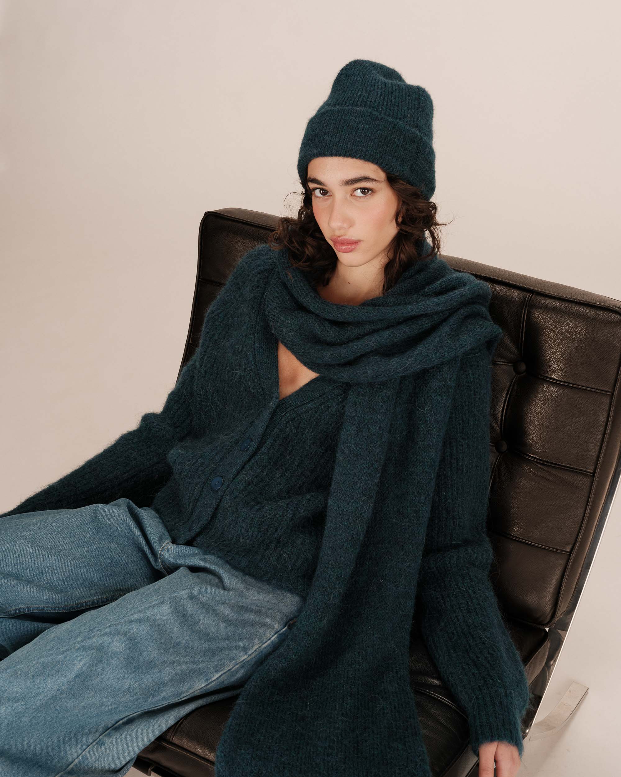 Wool and alpaca cardigan emerald Saluda