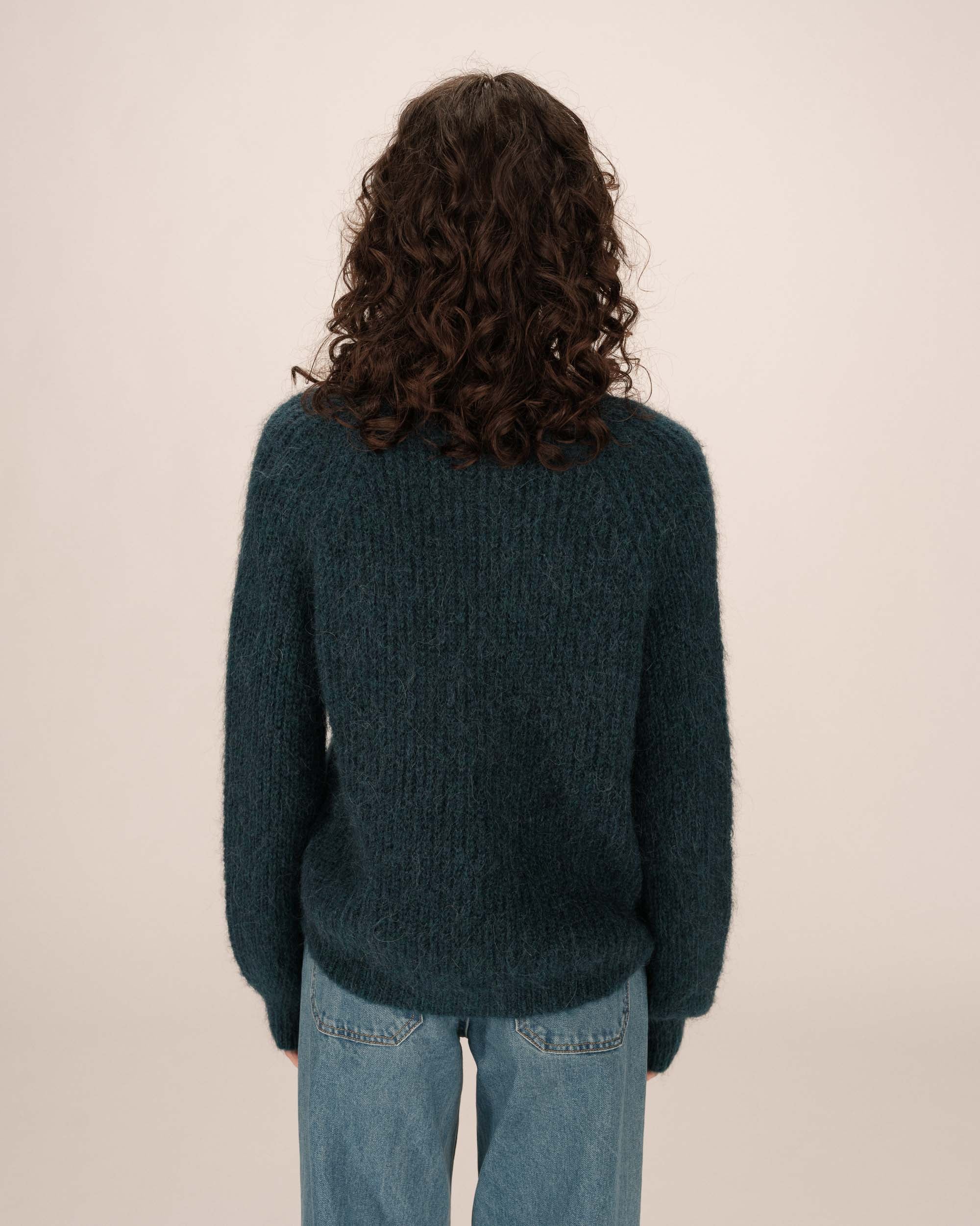 Wool and alpaca cardigan emerald Saluda