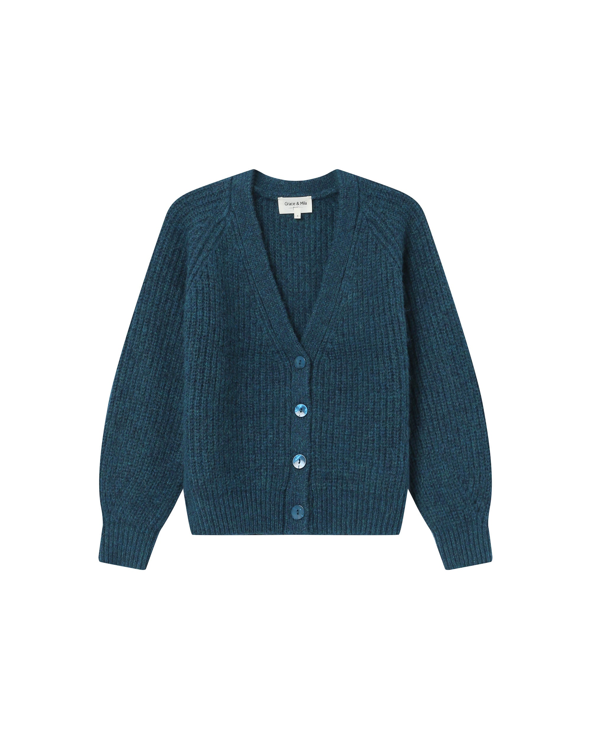 Wool and alpaca cardigan emerald Saluda