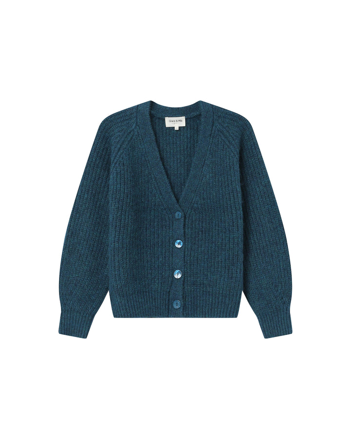 Cardigan laine et alpaga emeraude Saluda