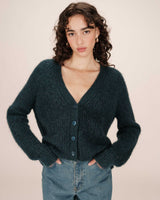 Wool and alpaca cardigan emerald Saluda