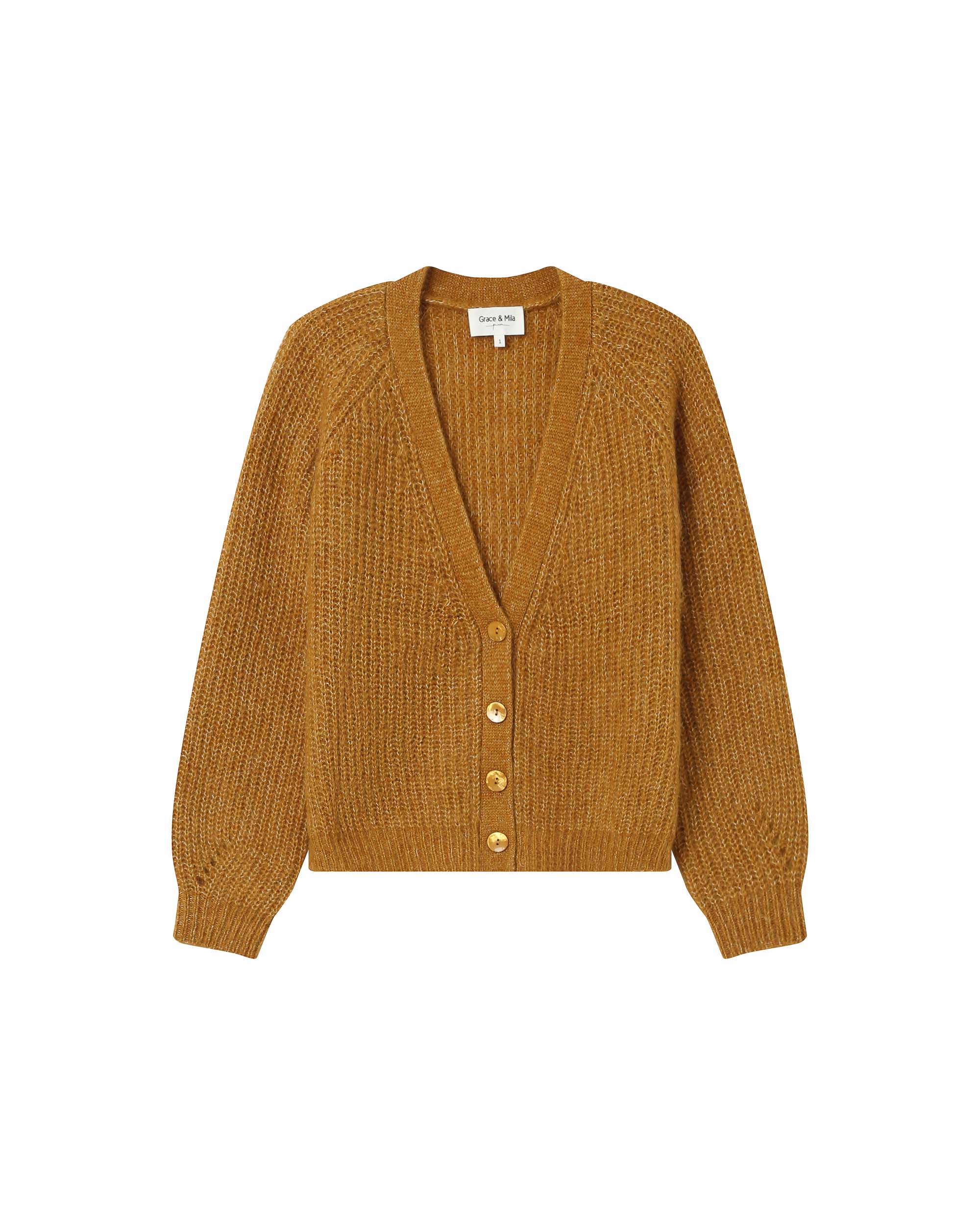 Wool and alpaca cardigan ocre Saluda