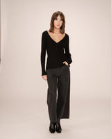 Fine knit sweater black Saturnin