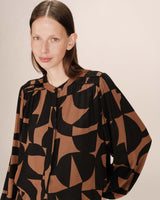 Blouse motif bicolore chocolat Sorpresa