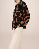 Blouse motif bicolore chocolat Sorpresa