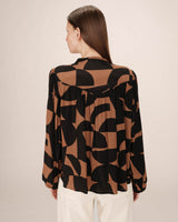 Blouse motif bicolore chocolat Sorpresa