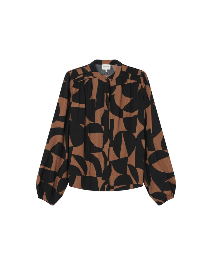 Blouse motif bicolore chocolat Sorpresa