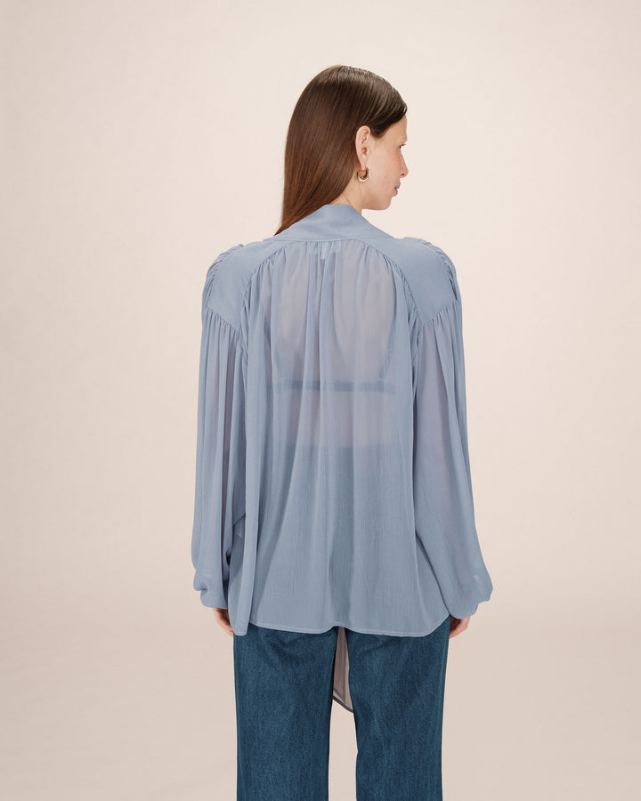 Tie-neck blouse bleuet Splendide
