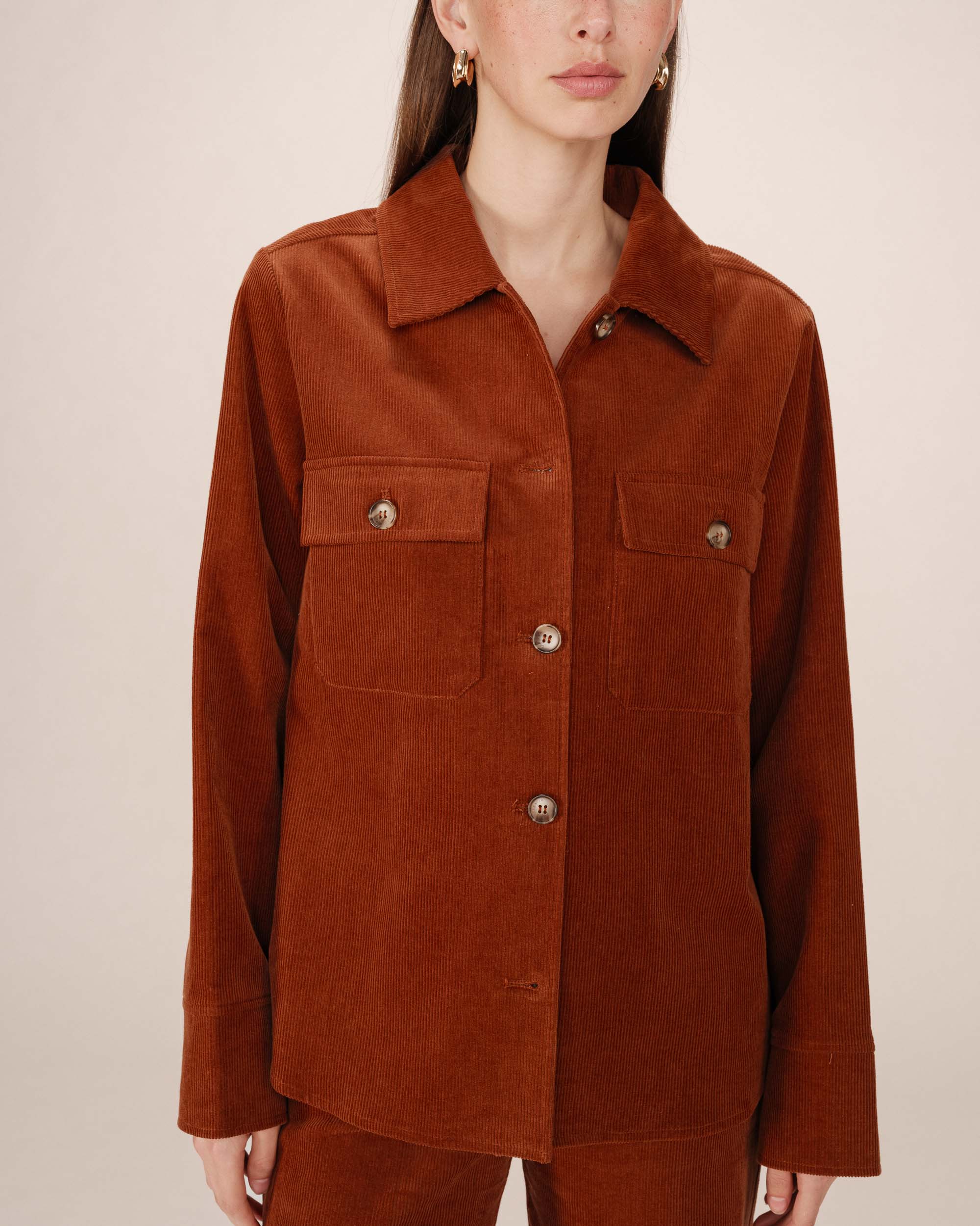 Corduroy overshirt brick Special