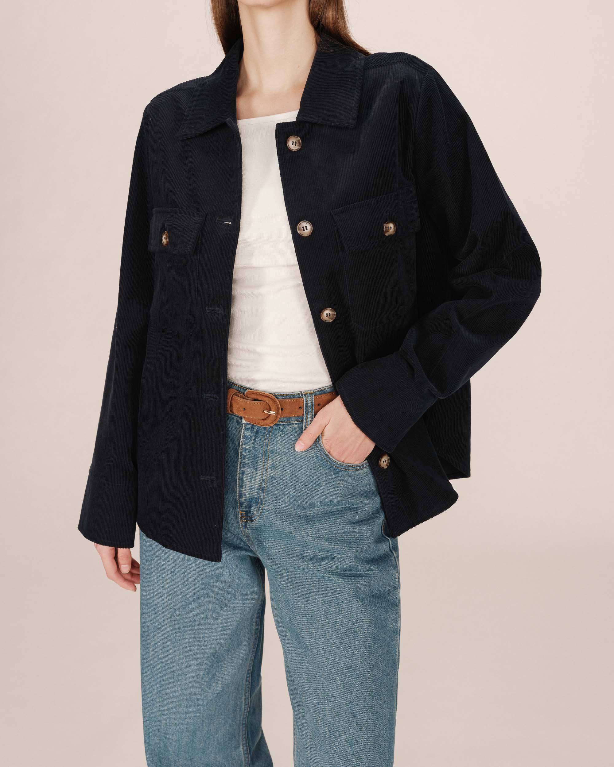 Corduroy overshirt navy Special